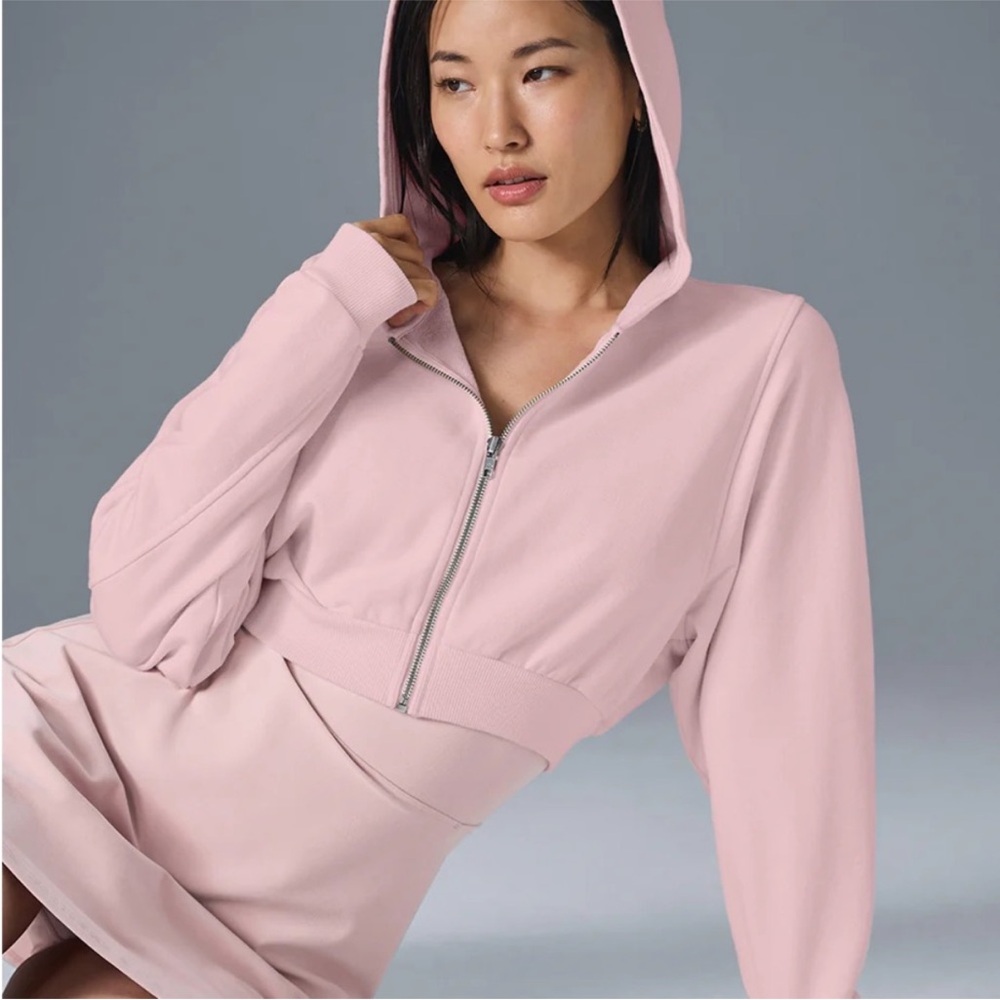 Alo Yoga Sweet Escape Zip Up Hoodie in Ballet Pink